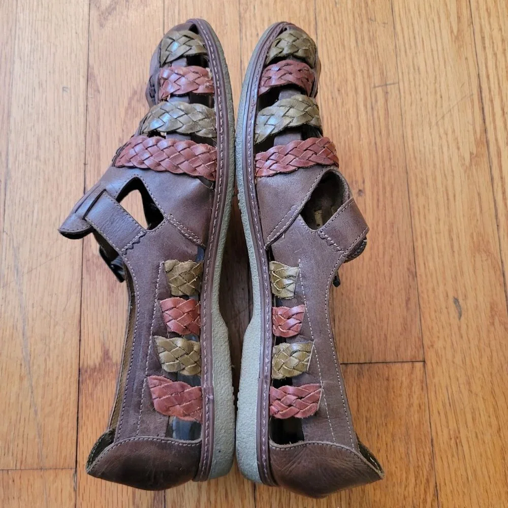 Zengara Brazil Braided Woven Leather 8.5D Sandals Vintage Fisherman Boho Strappy